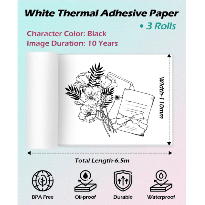 Phomemo 110mm Paper for M04S/M04AS/M832 | 3 Rolls - Image 5