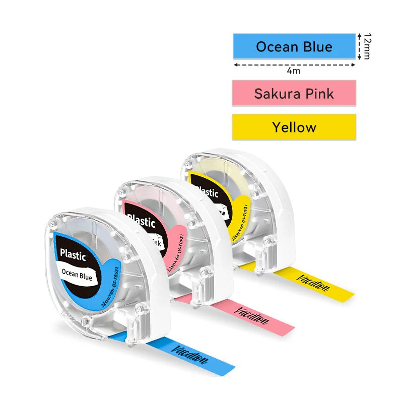 Phomemo 12mmx4m 3 Colors Plastic Label Tapes for P12/P12PRO - Image 2