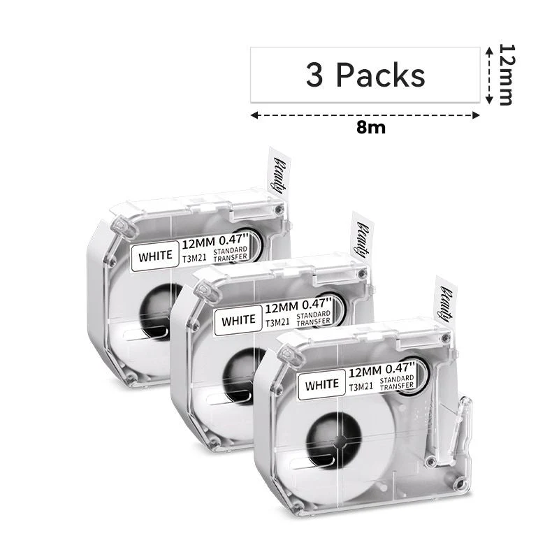 Phomemo 12mmx8m Black on White Plastic Label Tape for M960/M950 - Image 2