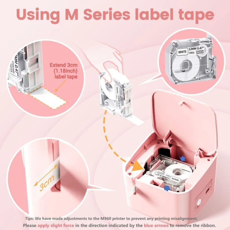 Phomemo 12mmx8m Black on White Plastic Label Tape for M960/M950 - Image 4