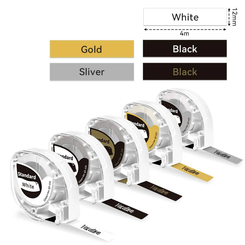Phomemo 12mmx4m 5 Mixed Color Standard Label Tapes for P12/P12PRO - Image 2