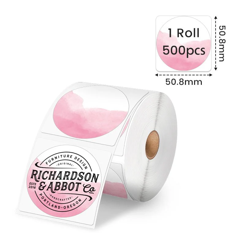 Phomemo 2" Pink Round Thermal Label Sticker for Shipping Label Printer - Image 2