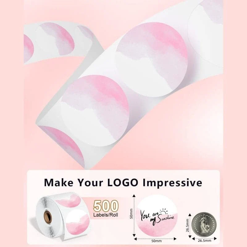 Phomemo 2" Pink Round Thermal Label Sticker for Shipping Label Printer - Image 5