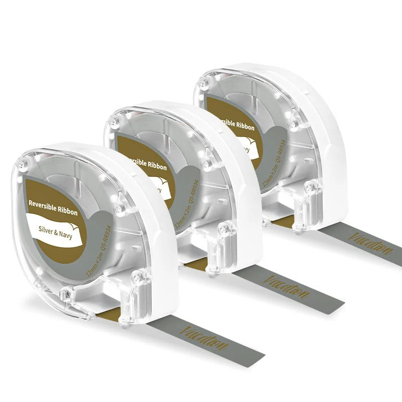 Phomemo 12mmx2m Gold on Silver&Navy Reversible Ribbon Label Tapes for P12/P12PRO