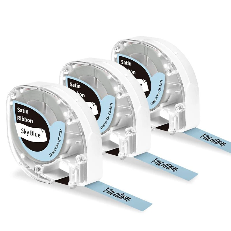 Phomemo 12mmx2m Black on Sky Blue Satin Ribbon Tapes for P12/P12PRO