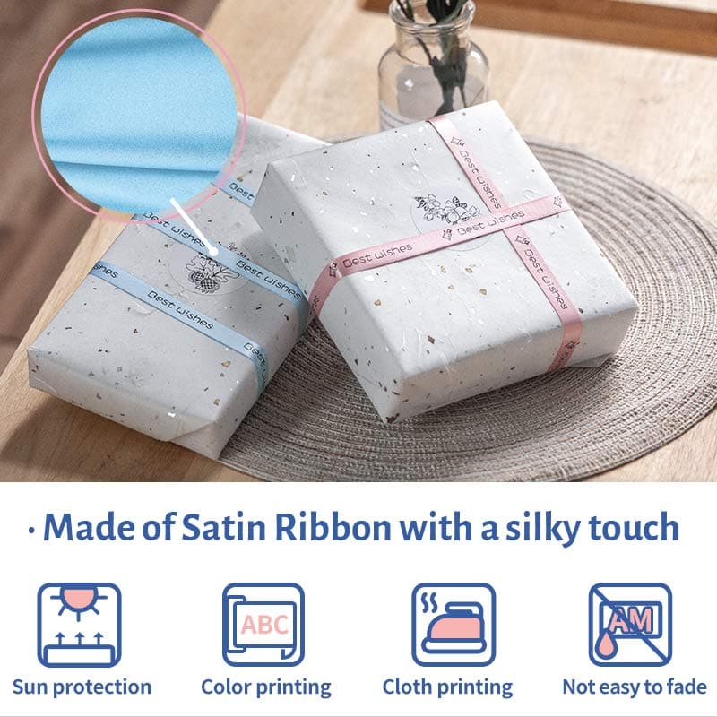 Phomemo 12mmx2m Black on Sky Blue Satin Ribbon Tapes for P12/P12PRO - Image 3