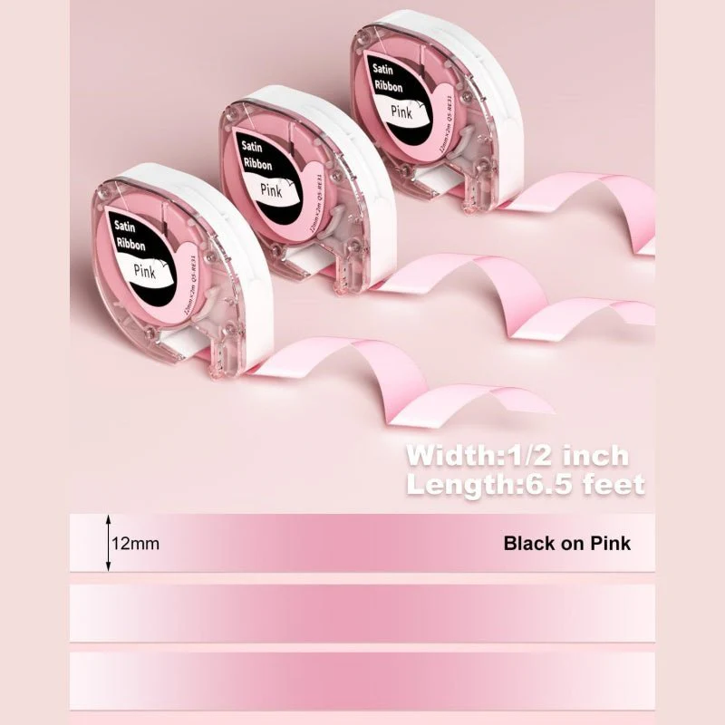Phomemo 12mmx2m Pink Satin Ribbon Label Tape for P12/P12PRO - Image 4