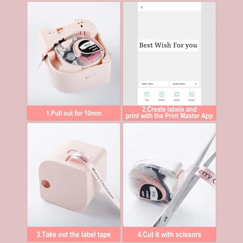 Phomemo 12mmx2m Pink Satin Ribbon Label Tape for P12/P12PRO - Image 5