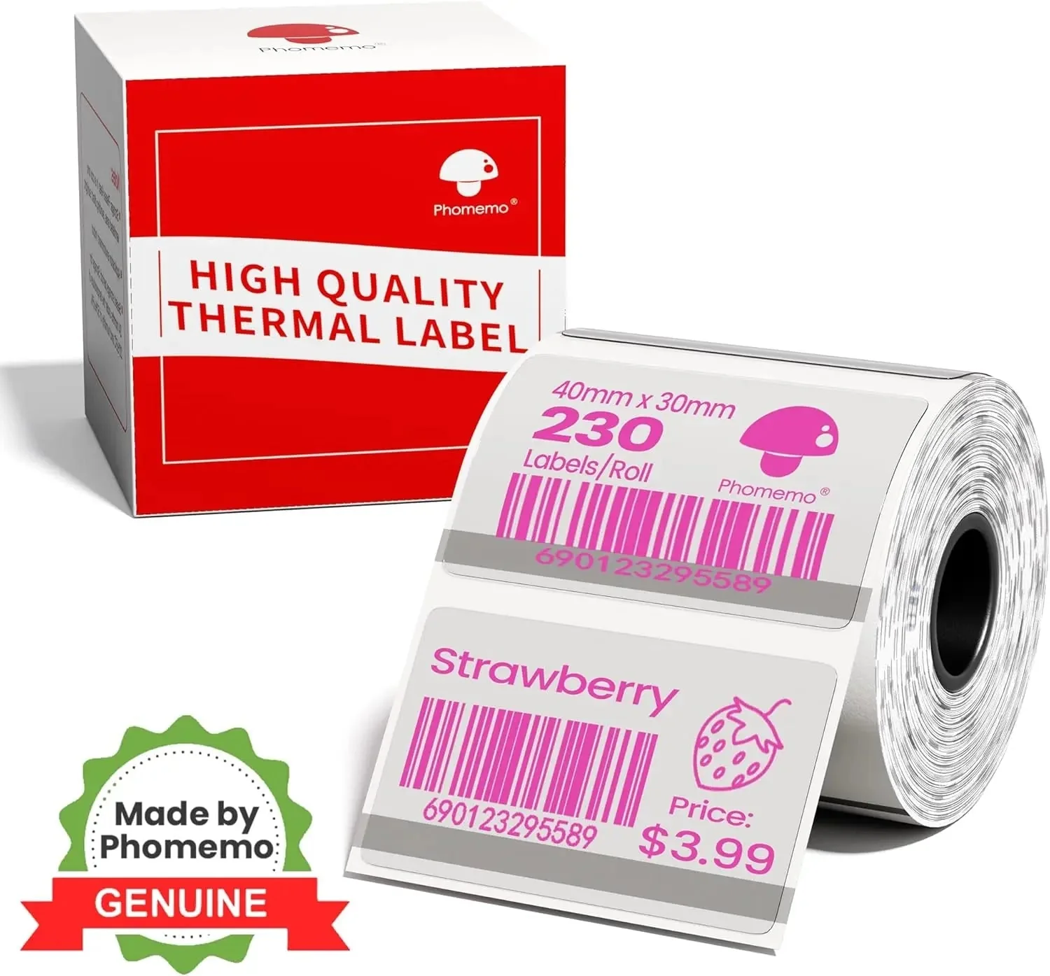 Phomemo 40x30mm Rose/Blue/Green on Transparent Thermal Labels for M150/M110/M220/M100/M250 | 1 Roll