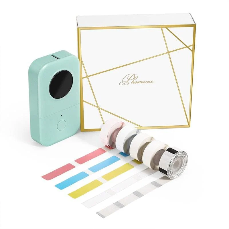 Phomemo 5 Roll D30 Mini Inkless Label Printer Bundle | Cyan