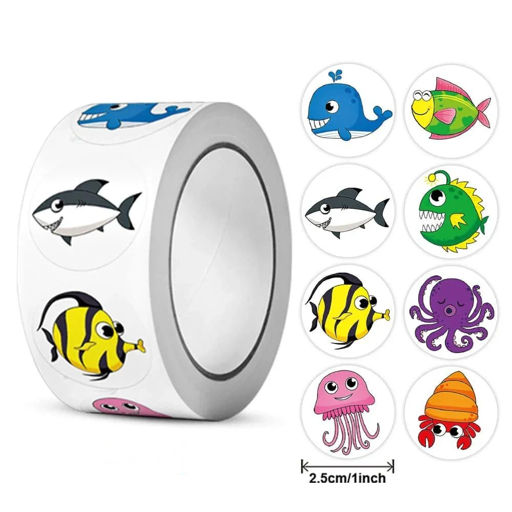 For Kids Round Sea Animal Stickers - Image 2