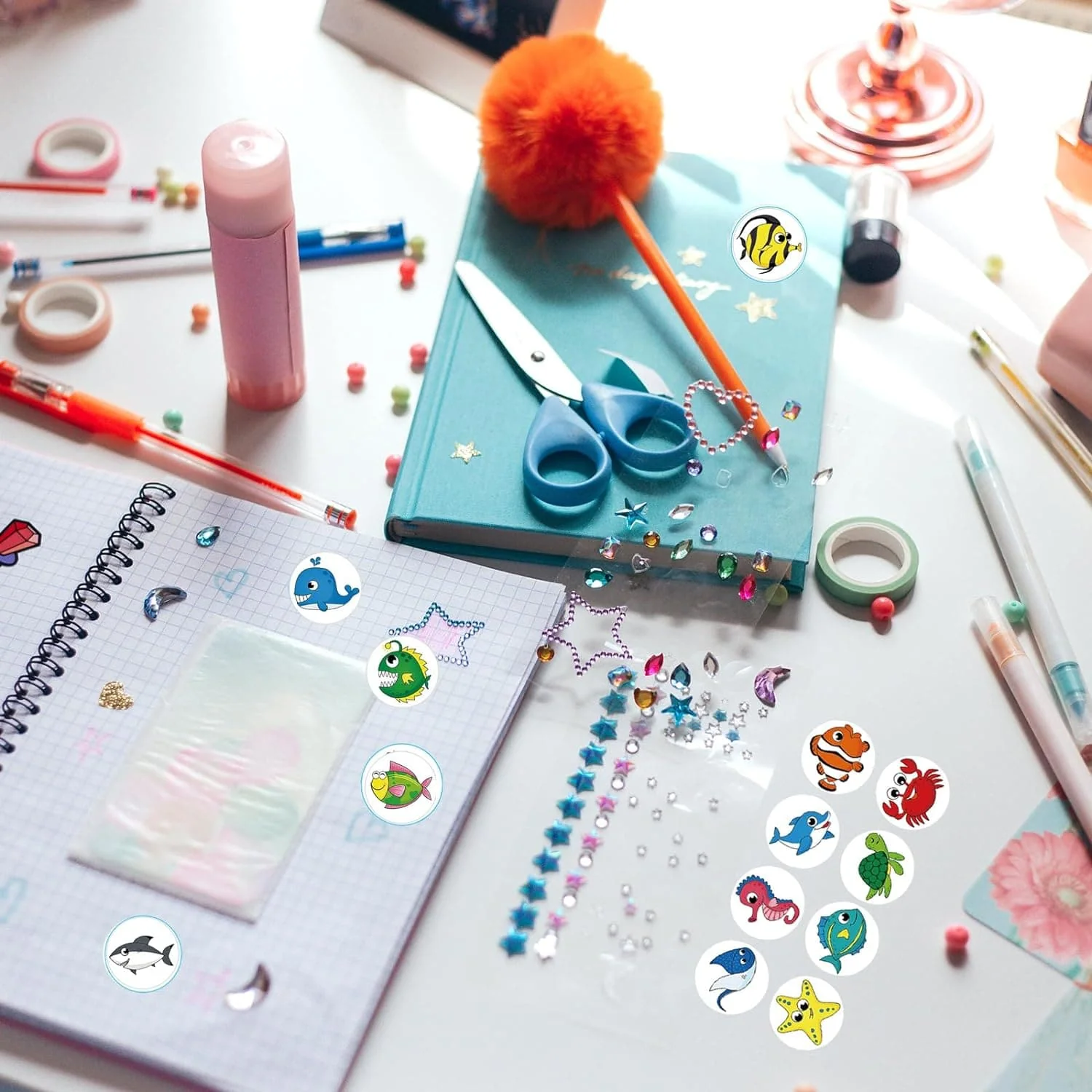 For Kids Round Sea Animal Stickers - Image 4