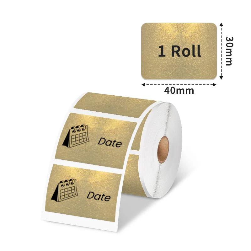 Phomemo Label Maker Original Gold Labels 1.57"x1.18"(40x30mm),Black on Gold, Compatible with Phomemo M110/M120/M200/M220/M221 Label Printer, Multi-Purpose Self-Adhesive Thermal Labels,230PCS/Roll - Image 2