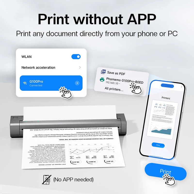 Phomemo G100 Pro Direct Thermal Portable Printer - Image 3