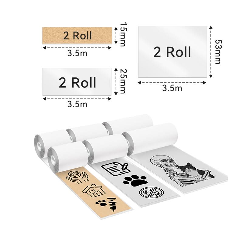 Phomemo Mixed 53/25/15mm Sticker Thermal Paper for M02 Pro/M02S/P2S Printer丨6 Rolls - Image 2