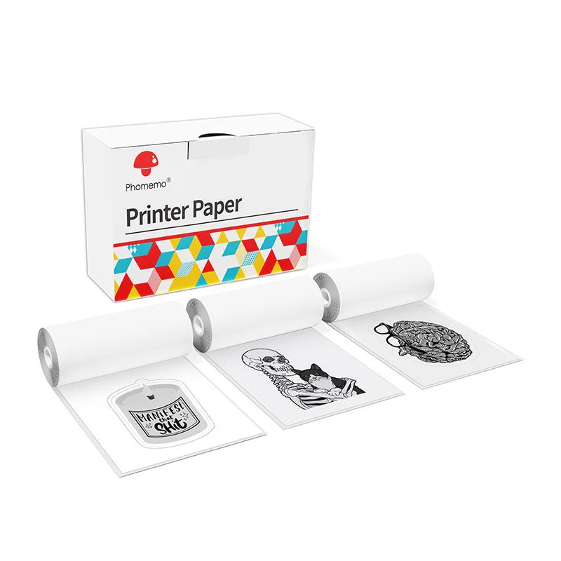 Phomemo 53mm White/Transparent/Silver Sticker Thermal Paper for M02/M02S/M02Pro/M03/M04S/M04AS/M832/P2S丨3 Rolls