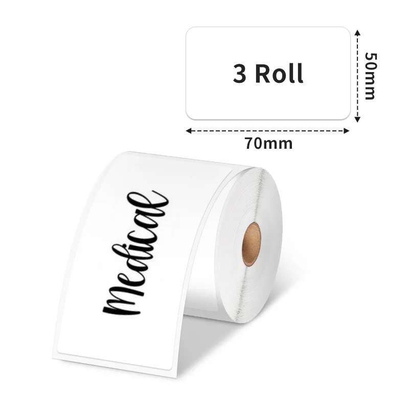 Phomemo 50×70mm White Thermal Label For M110/M120/M200/M220/M221/M150-3 Roll - Image 2