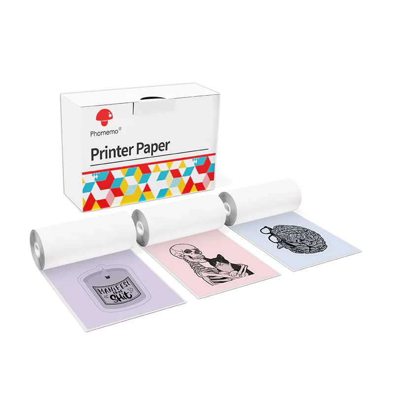 Phomemo 53mm Pink/Blue/Purple Sticker 20-Year-Lasting Thermal Paper for M02/M02S/M02Pro/M03/M04S/M04AS/M832/P2S丨3 Rolls