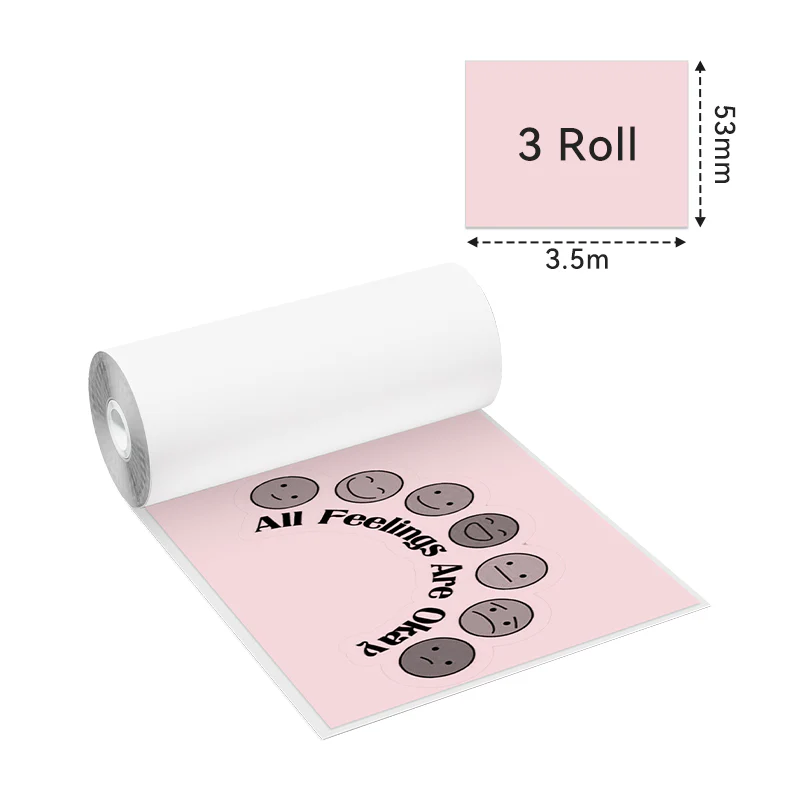 Phomemo 53mm Pink/Blue/Purple Sticker 20-Year-Lasting Thermal Paper for M02/M02S/M02Pro/M03/M04S/M04AS/M832/P2S丨3 Rolls - Image 2
