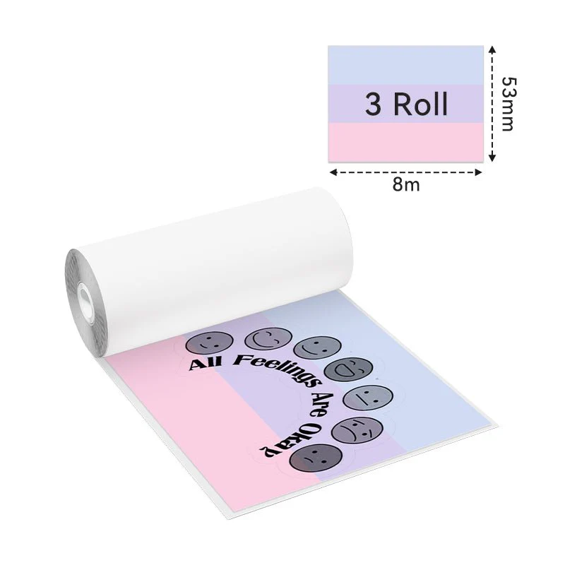 Phomemo 53mm Pure Color Thermal Adhesive Rainbow Paper for M02/M02S/M02Pro/M03/M04S/M04AS/M832/P2S | 3 Rolls - Image 2