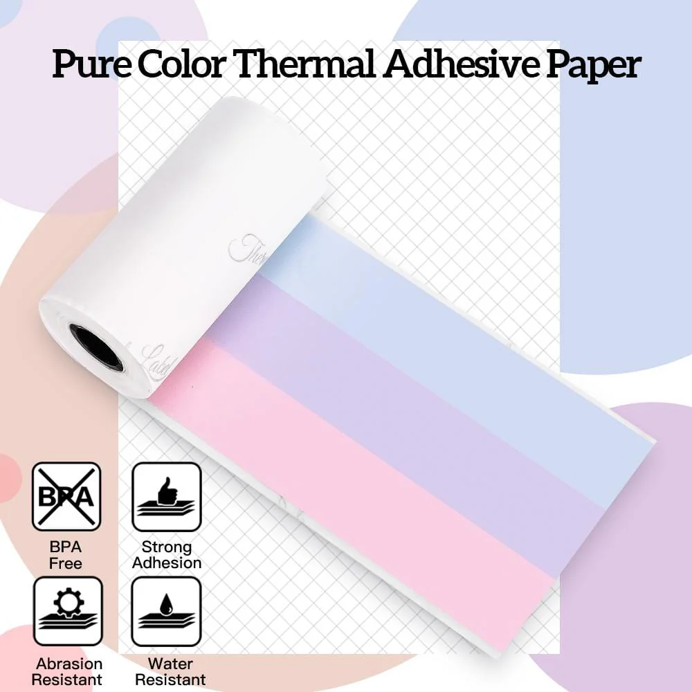 Phomemo 53mm Pure Color Thermal Adhesive Rainbow Paper for M02/M02S/M02Pro/M03/M04S/M04AS/M832/P2S | 3 Rolls - Image 5