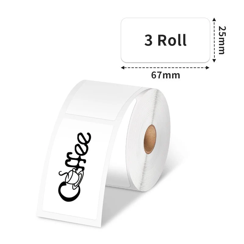 Phomemo 25x67mm White Thermal Label for M110/M221/M220/M120/M200/M150-3 Rolls - Image 2