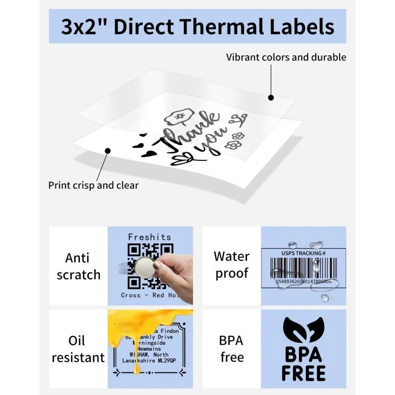 Phomemo 3"x2" 1240PCS Direct Thermal Shipping Labels - Image 3