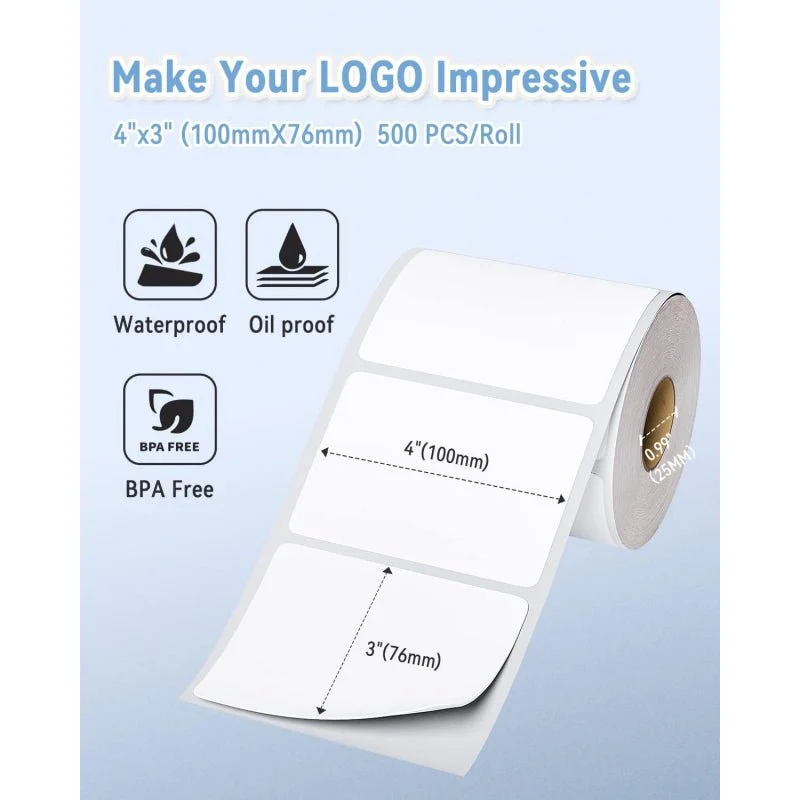 Phomemo 4"x3" White Thermal Label For Shipping Label Printer - Image 3