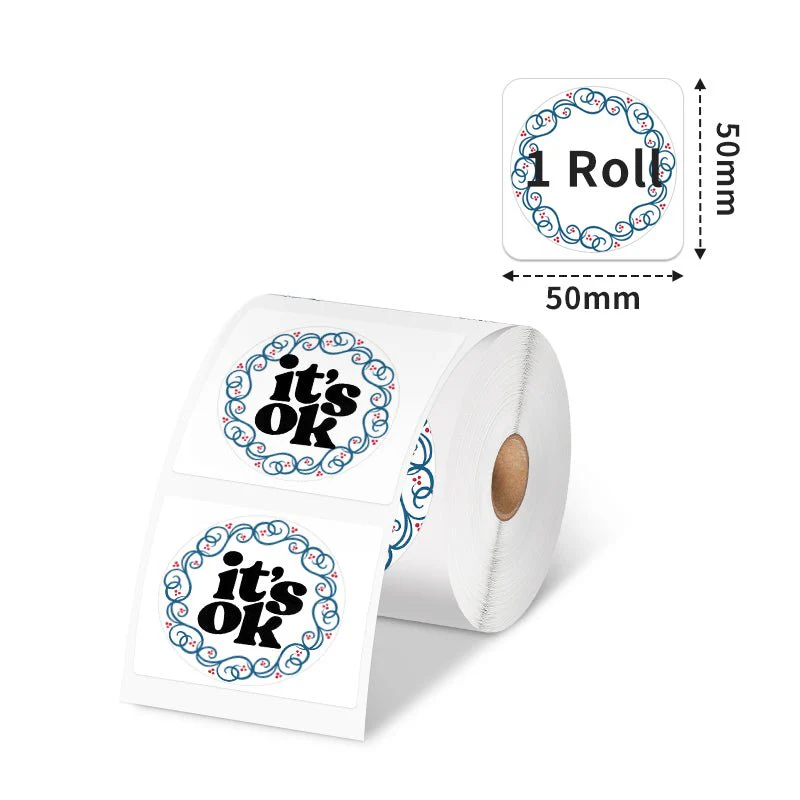 Phomemo 50×50mm Circle Transparent Flower Thermal Label for M110/M120/M150/M200/M220/M221-1 Roll - Image 2
