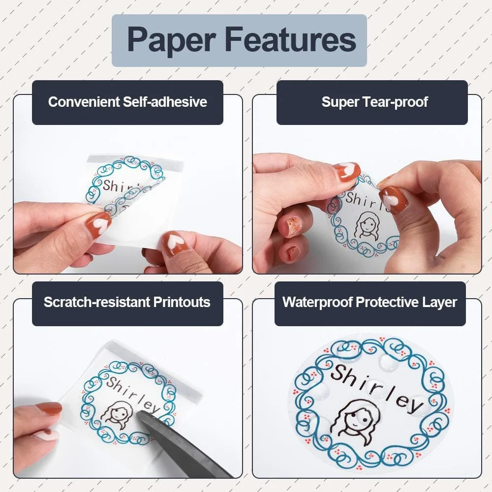 Phomemo 50×50mm Circle Transparent Flower Thermal Label for M110/M120/M150/M200/M220/M221-1 Roll - Image 3