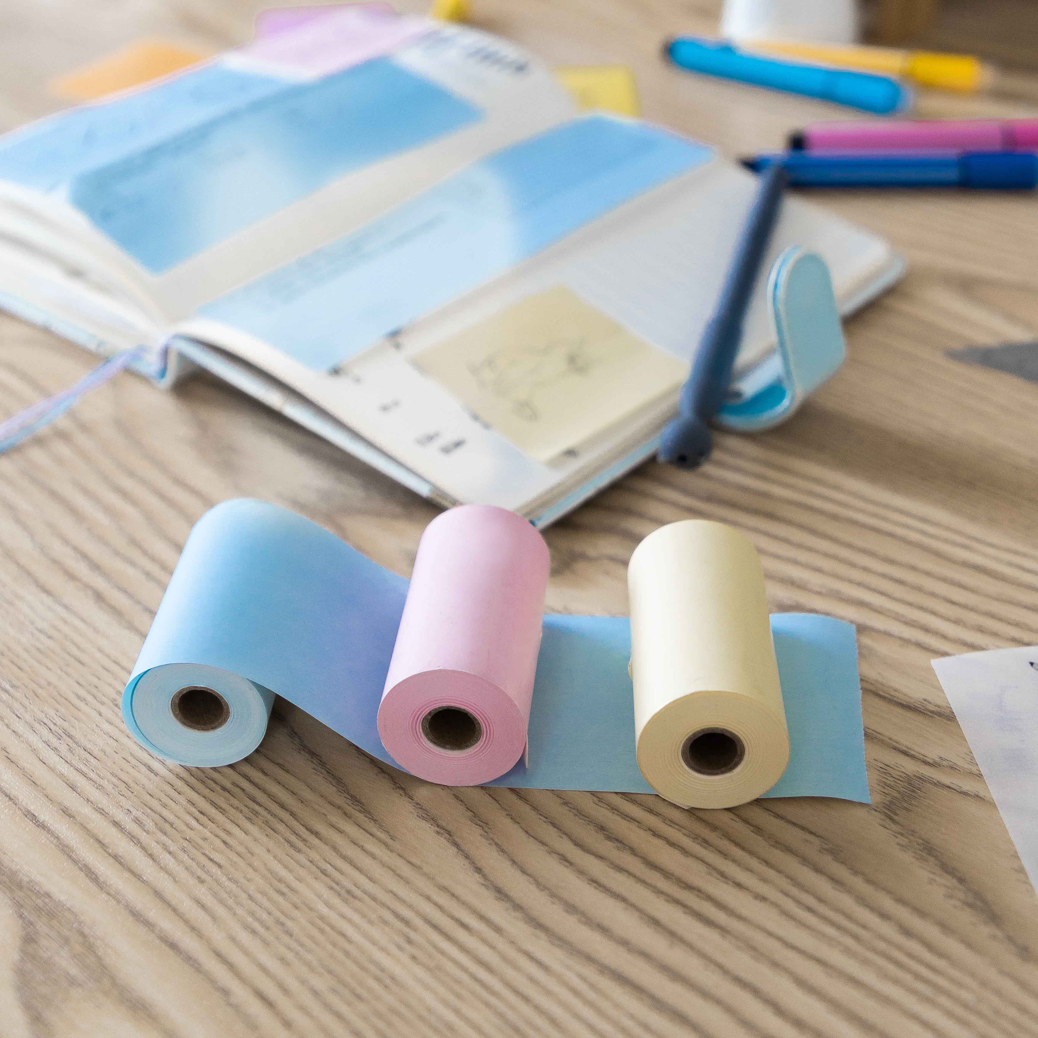 Phomemo 53mm Yellow/Blue/Pink Non-Adhesive 5-Year-Lasting Thermal Paper for T02/M02X/M832丨3 Rolls - Image 5