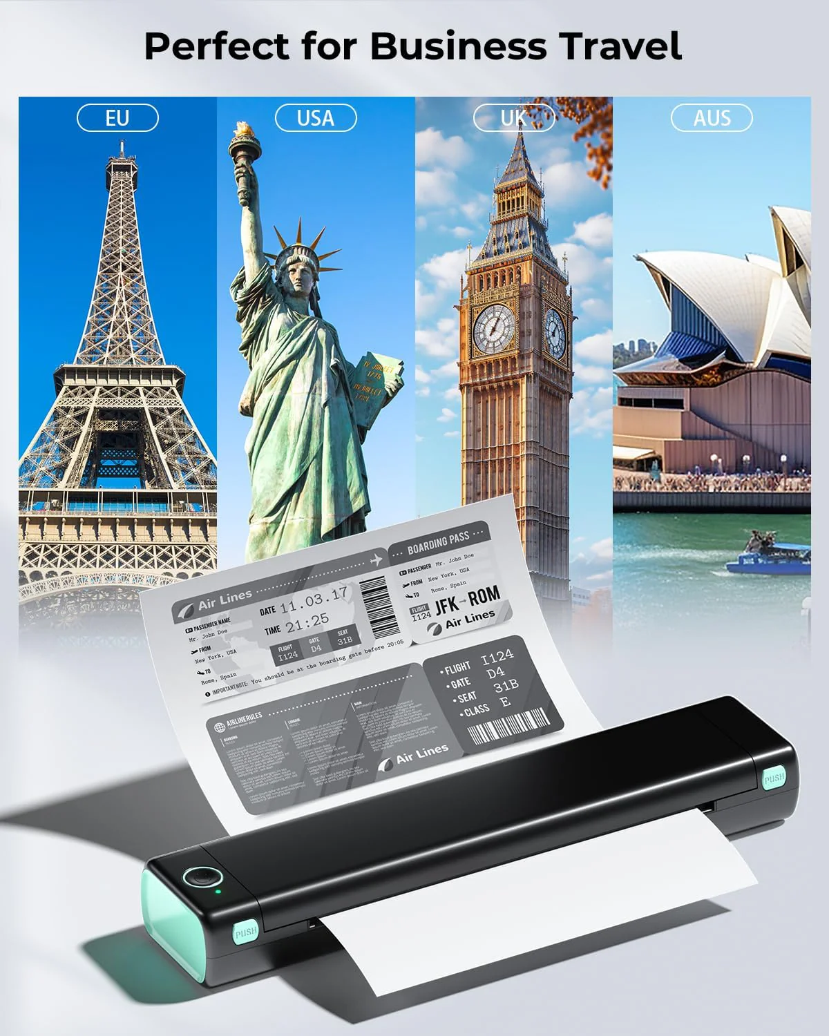 Phomemo Inkless Portable Printer for Travel - Wireless Thermal Printer Compatible with Phone & Laptop, Bluetooth Printers Supports 8.5" X 11" Letter Thermal Paper, Come with Carry Case - Image 4