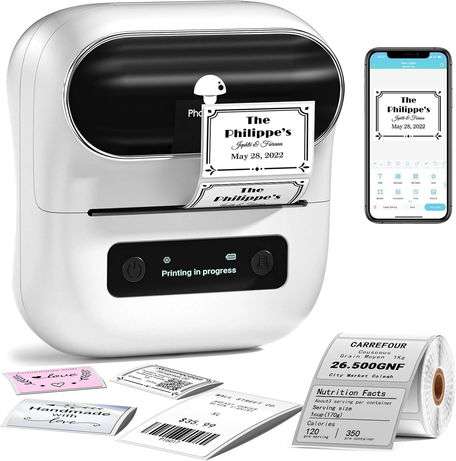 Phomemo Label Maker, M220 Label Printer, 3 Inch Thermal Label Maker Machine for Home Office,Warehouse Organization,Portable Sticker Printer with 1000+ Icons, 200+ Templates & Fonts - Image 10