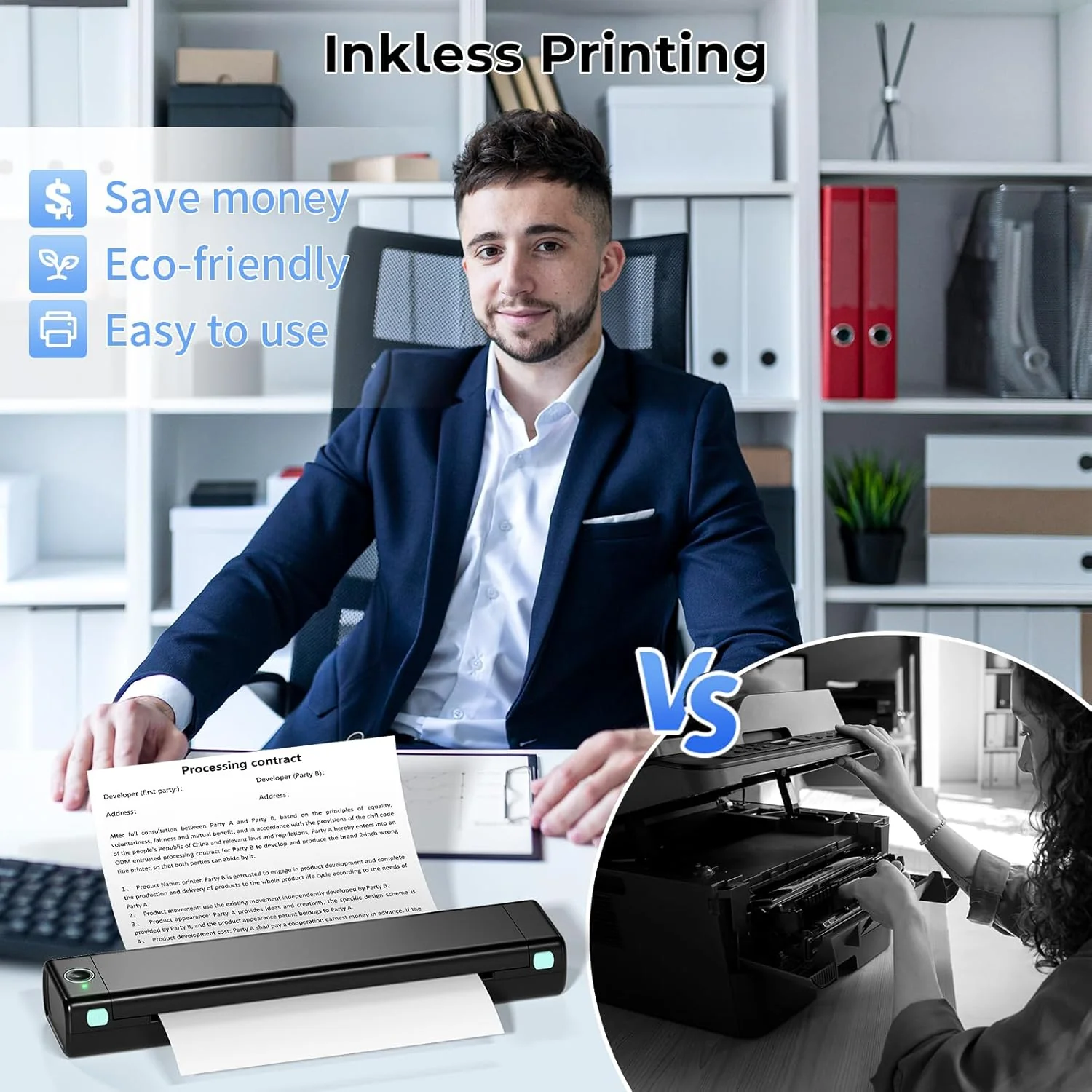 Phomemo M08F Portable Wireless Printer for Travel Mini Home Printer - Black - Image 5