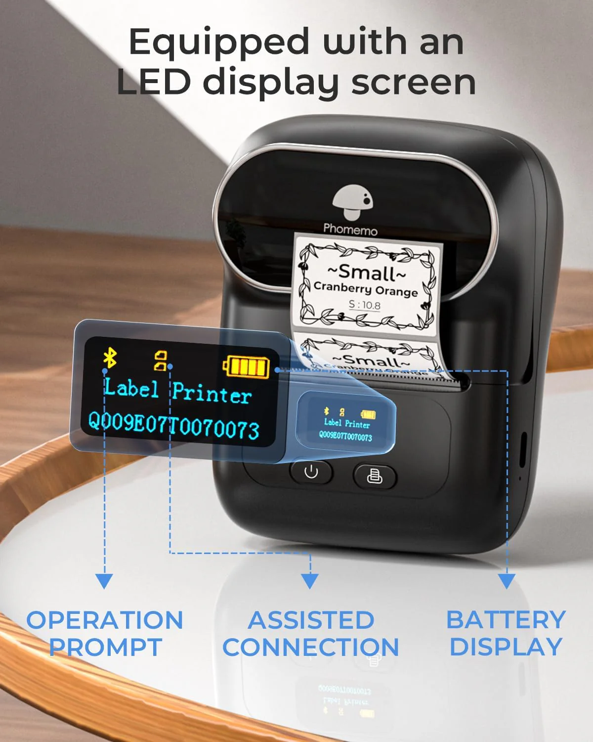 Phomemo M110 Label Makers - Barcode Label Printer Bluetooth Label Maker Portable Thermal Printer for Small Business, Address, Barcode, Logo, Clothing, Mailing, Sticker Printers for Phones & PC, Black, Standard Printer - Image 3