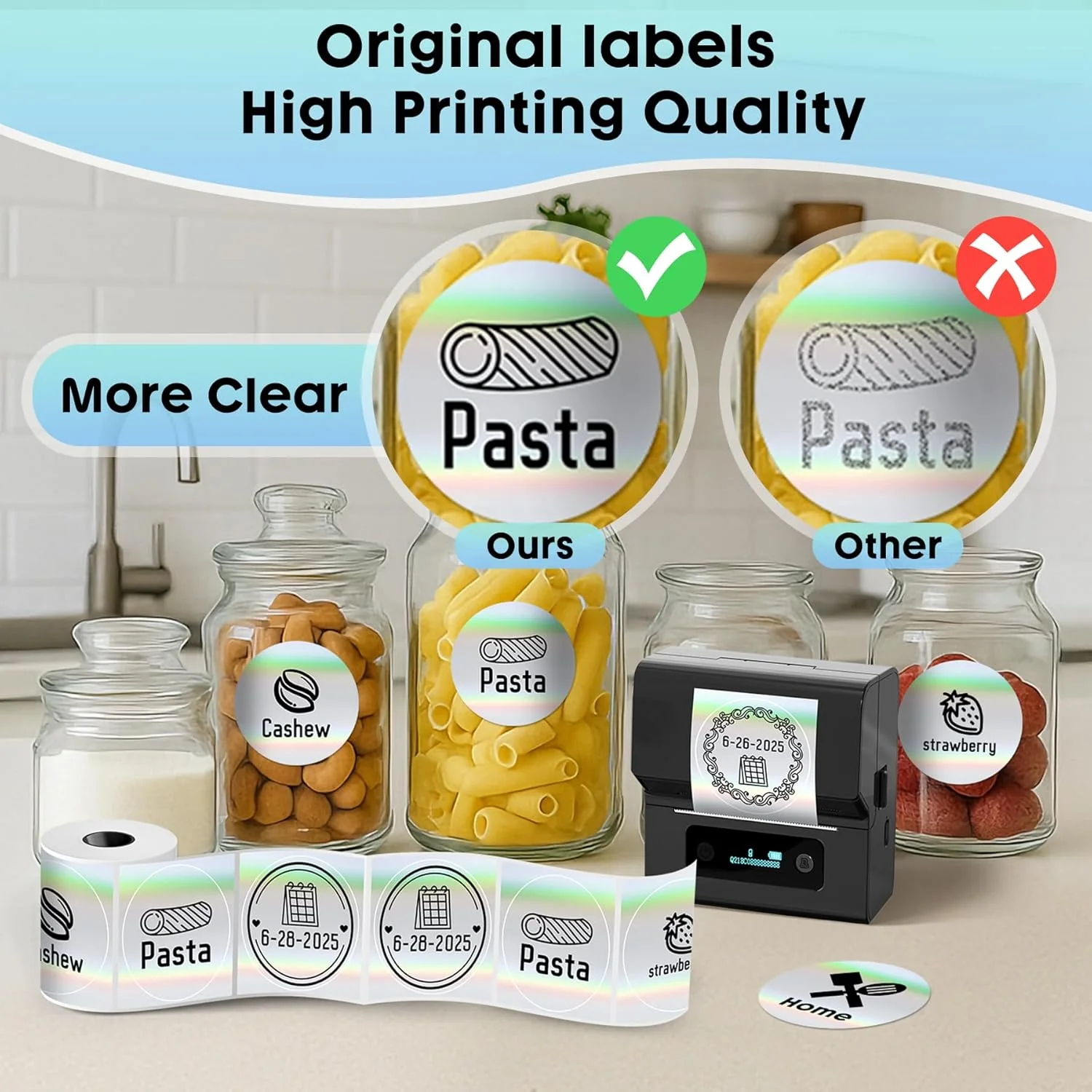 Phomemo M110 Labels, 2"(50X50mm) Round for M220 M221 M100 M250 M120 M108 M150 Label Maker, Thermal Sticker Labels for Small Business, Logo Design, Baking Package, Holographic Sticker Paper,for standard printer - Image 8