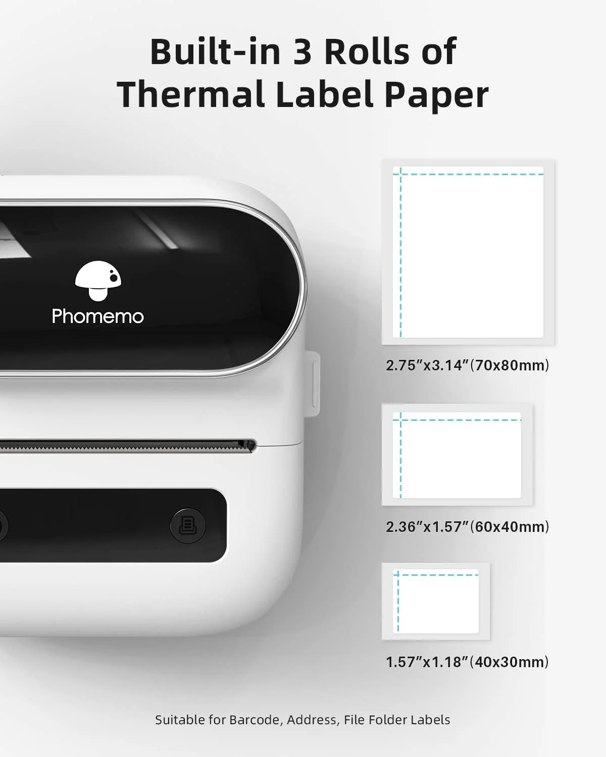 Phomemo M220 Label Maker, New Flagship 3.14 Inch Bluetooth Portable Thermal Label Printer for Barcode, Address, Labeling, Mailing, File Folder, Easy to Use, Support Phone&PC - Image 2