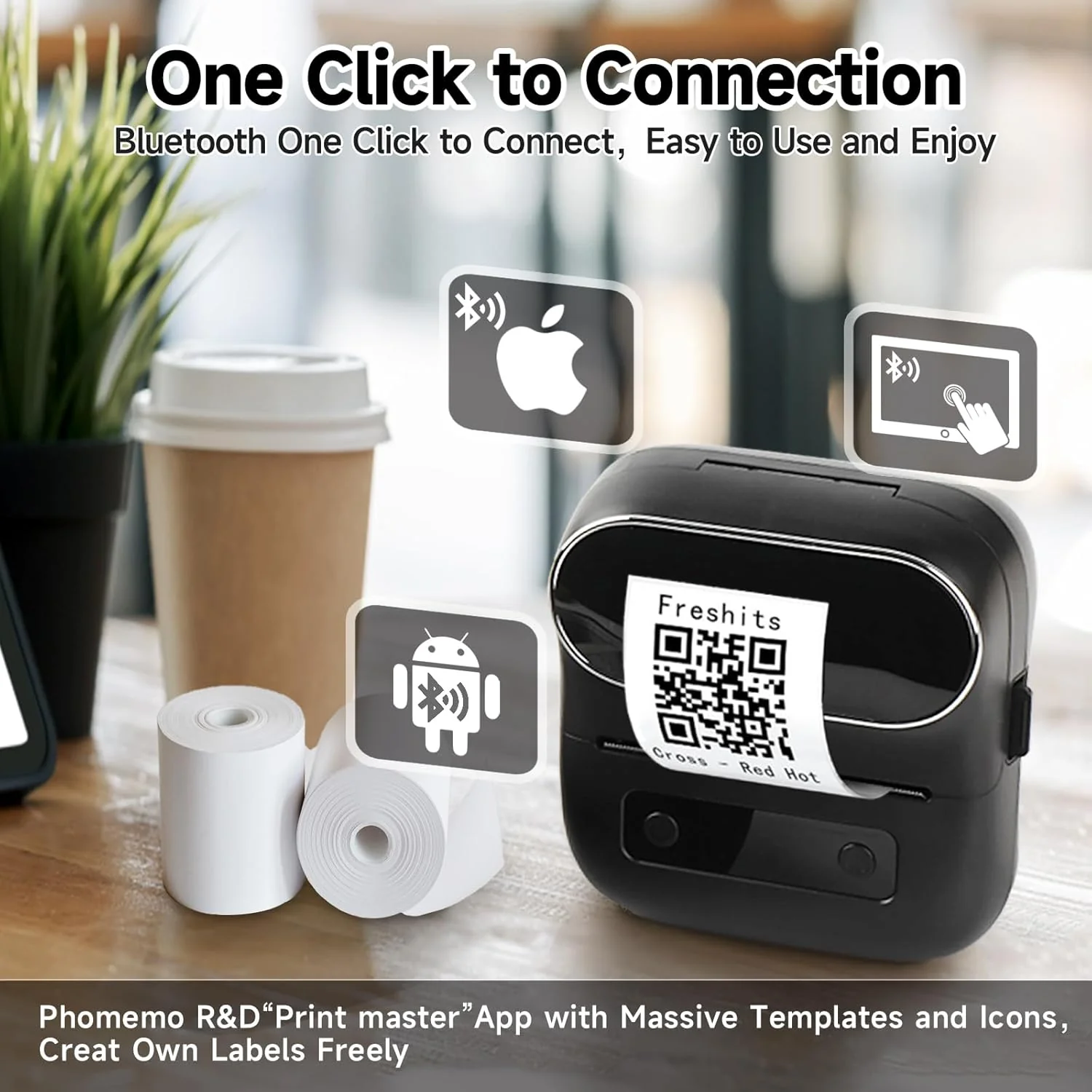 Phomemo M220 Portable Bluetooth Thermal Label Maker - 80mm Mini Printer with 3 Packs Label & Case, Compatible with Android/iOS for Home & Office Use - Image 6