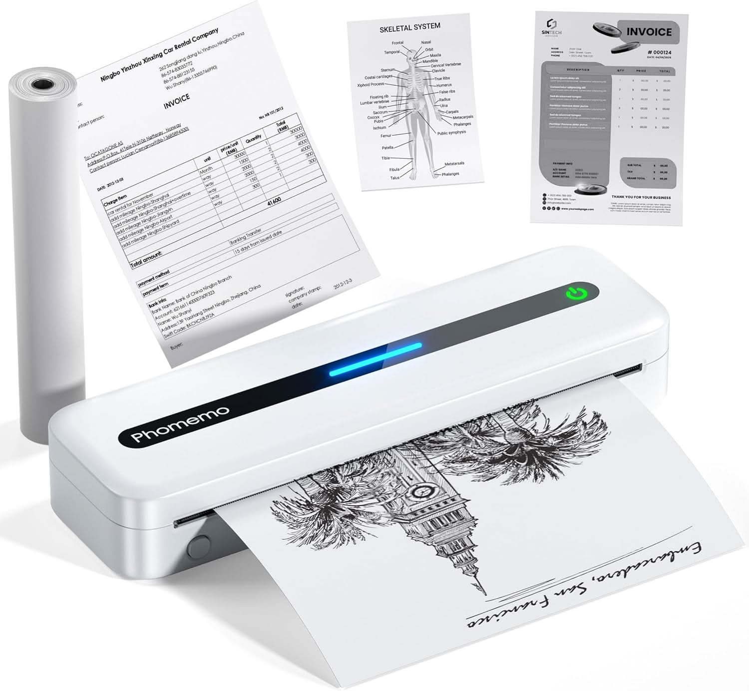 Phomemo Portable Printer,[Upgrade] M832 Inkless Printer,Bluetooth Portable Printers Wireless for Travel,8.5''x 11''Thermal Printer Support Multi Sizes for Home,Office,Car,Compatible with Phone &Laptop - Image 12