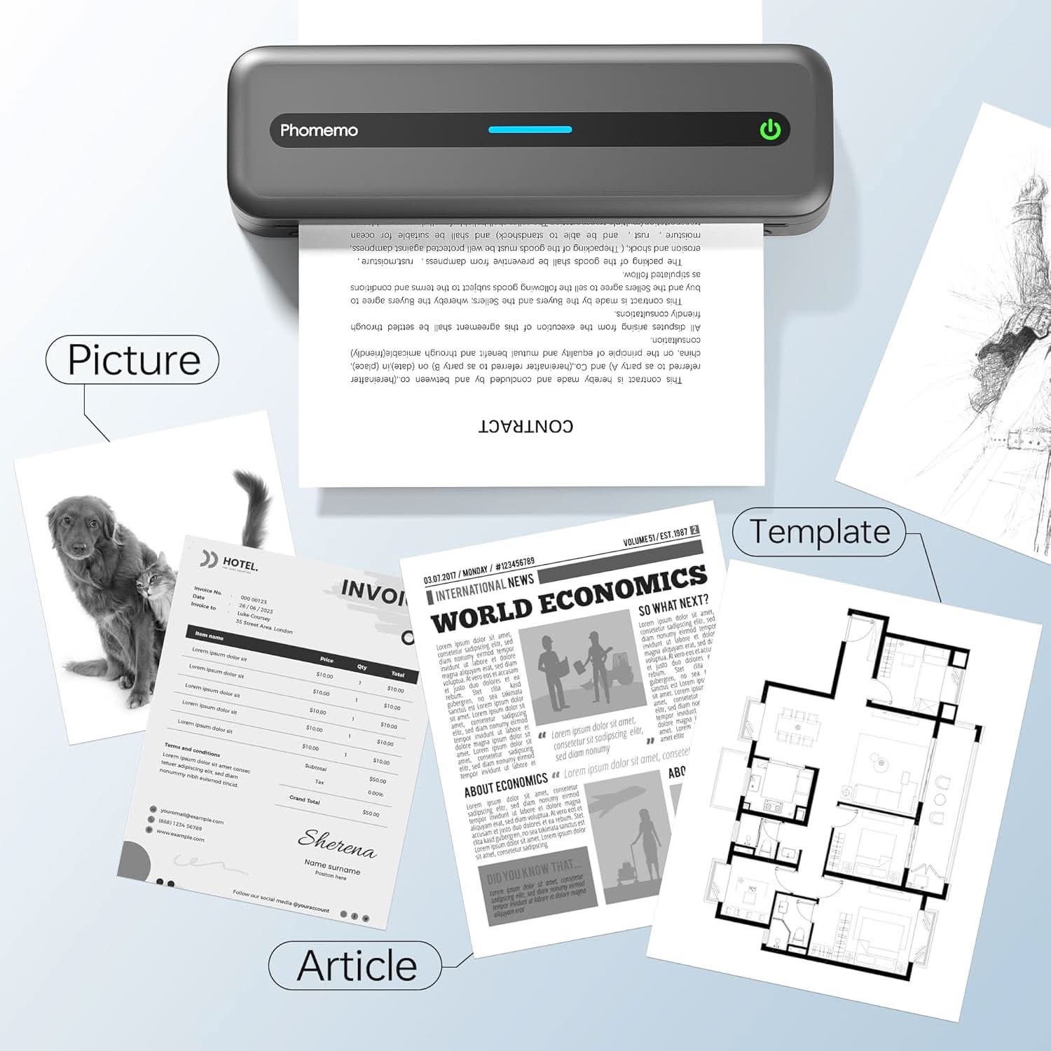 Phomemo Portable Printer,[Upgrade] M832 Inkless Printer,Bluetooth Portable Printers Wireless for Travel,8.5''x 11''Thermal Printer Support Multi Sizes for Home,Office,Car,Compatible with Phone &Laptop - Image 18