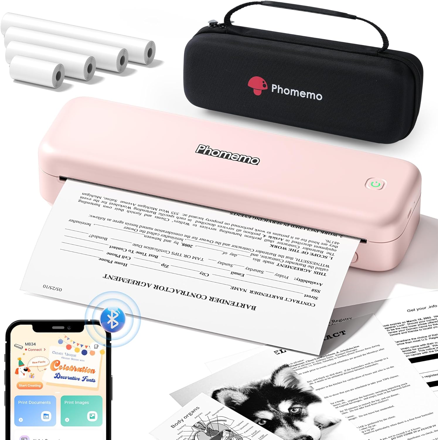 Phomemo M834 Portable Printer Wireless for Travel（Upgraded）,Supports 8.5" x 11" US Letter&A4,Bluetooth Thermal Printer Compatible with Phone&Laptops,Inkless Printer for Home Use,Office,300 Dpi - Image 10