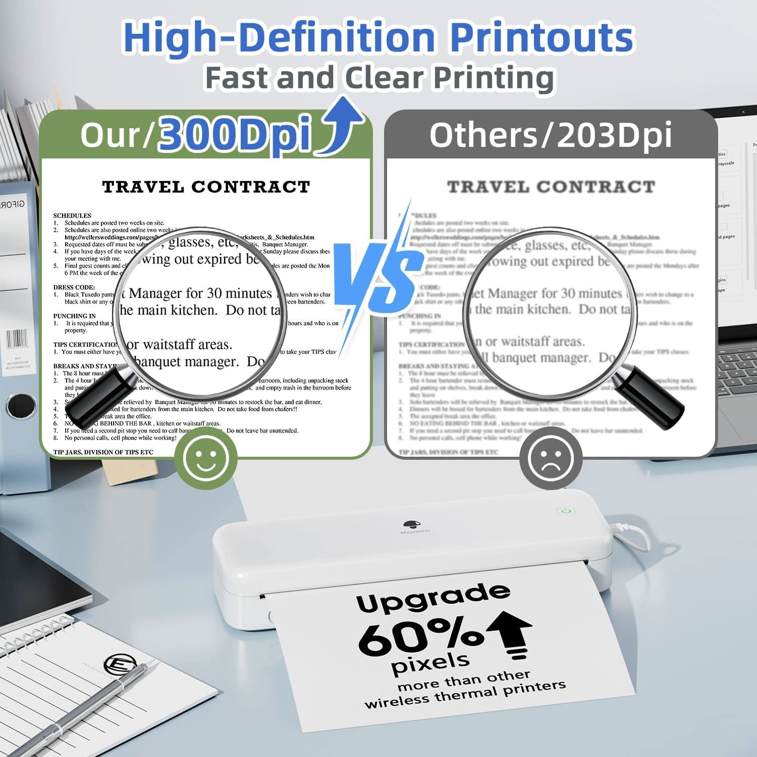 Phomemo M834 Thermal Printer A4-Portable Printer A4 Compatible with Android & IOS, Bluetooth Wireless Mobile Printer,Inkless Printer A4 Support Phone and Laptop for Office, Home, School, Outdoor - Image 4