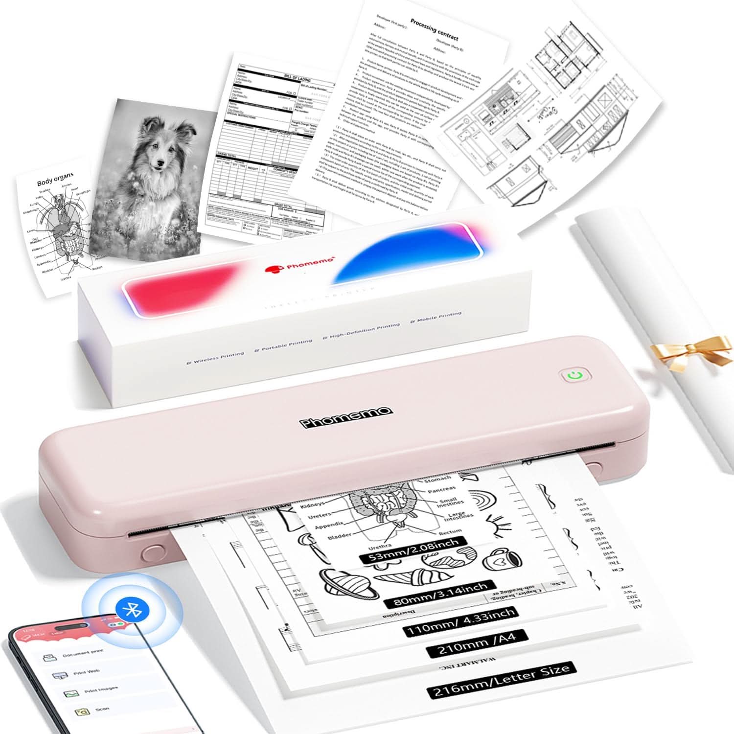 Phomemo M834 Thermal Printer A4-Portable Printer A4 Compatible with Android & IOS, Bluetooth Wireless Mobile Printer,Inkless Printer A4 Support Phone and Laptop for Office, Home, School, Outdoor - Image 10