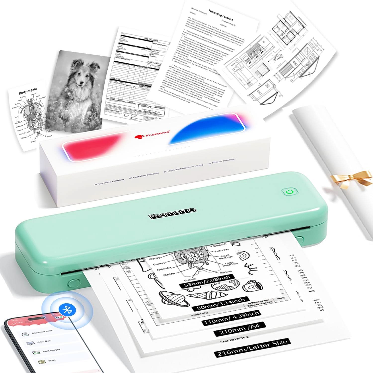 Phomemo M834 Thermal Printer A4-Portable Printer A4 Compatible with Android & IOS, Bluetooth Wireless Mobile Printer,Inkless Printer A4 Support Phone and Laptop for Office, Home, School, Outdoor - Image 11