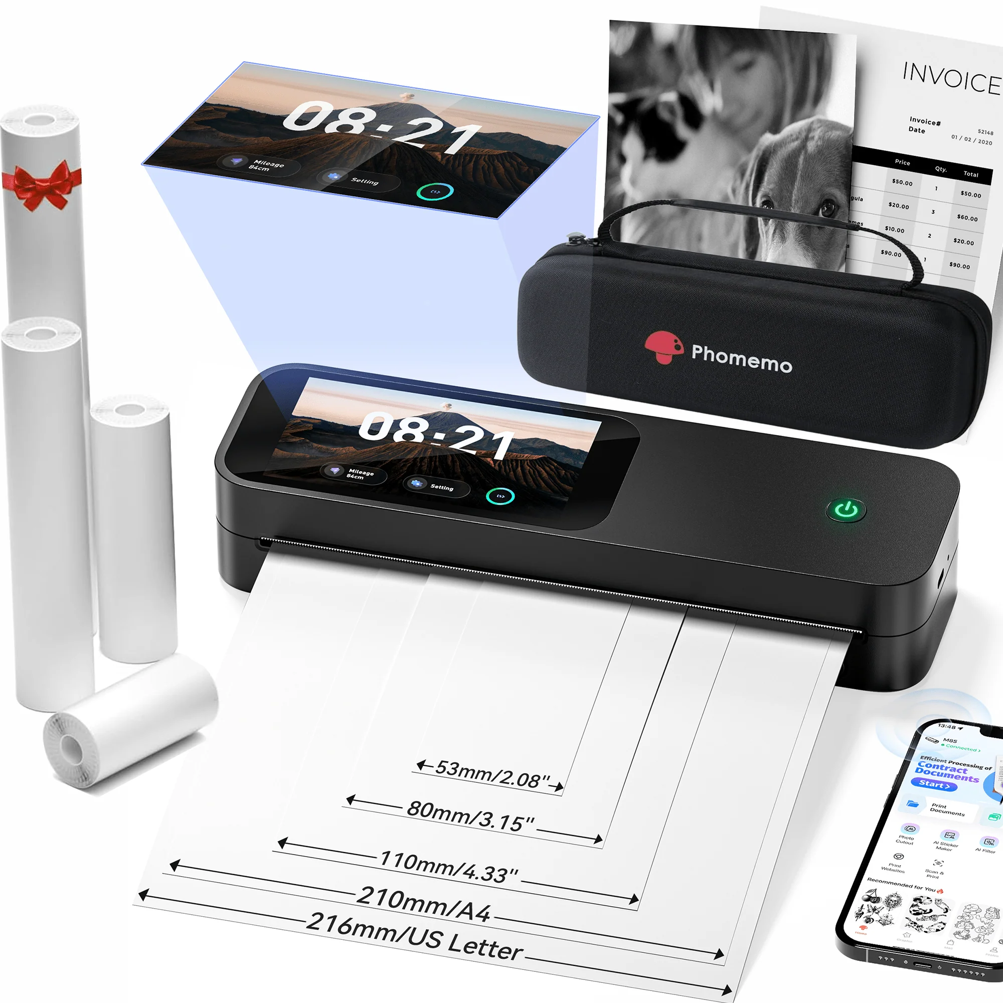 Phomemo M85 Portable Printers Wireless for Travel with Upgraded Touchscreen, Thermal Wireless Inkless Bluetooth Printer, Supports 8.5"x11"US Letter/A4/B5/A5, Compatible with iOS, Android, Windows, Mac - Image 2
