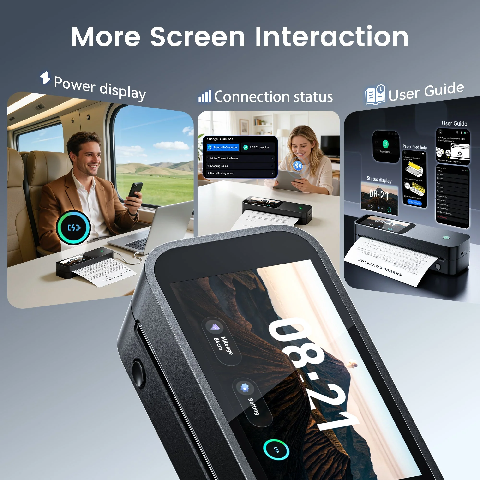 Phomemo M85 Portable Printers Wireless for Travel with Upgraded Touchscreen, Thermal Wireless Inkless Bluetooth Printer, Supports 8.5"x11"US Letter/A4/B5/A5, Compatible with iOS, Android, Windows, Mac - Image 4