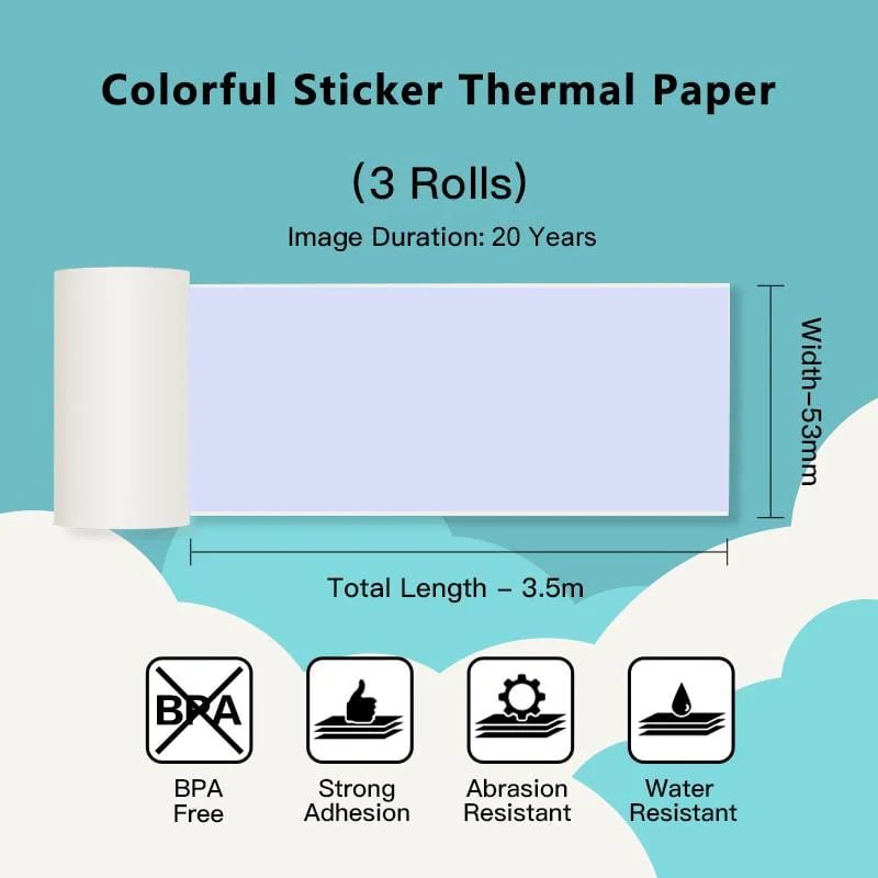 Phomemo 53mm Orange/Green/Purple Sticker 20-Year-Lasting Thermal Paper for T02/M02X/M832丨3 Rolls - Image 4