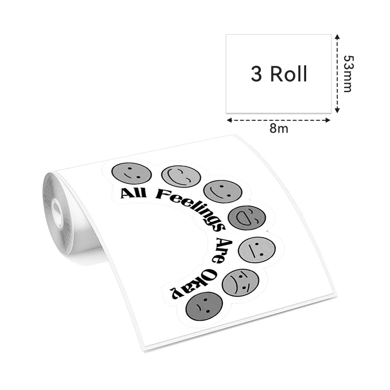 Phomemo 53mm White Non-Adhesive 10-Year-Lasting Thermal Paper for T02/M02X/M832丨3 Rolls - Image 2