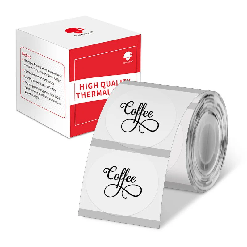 Phomemo 50×50mm Round Transparent Thermal Label for M110/M120/M150/M200/M220/M221-1 Roll