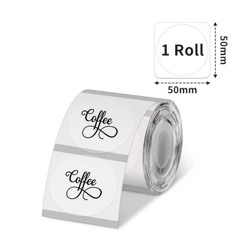 Phomemo 50×50mm Round Transparent Thermal Label for M110/M120/M150/M200/M220/M221-1 Roll - Image 2